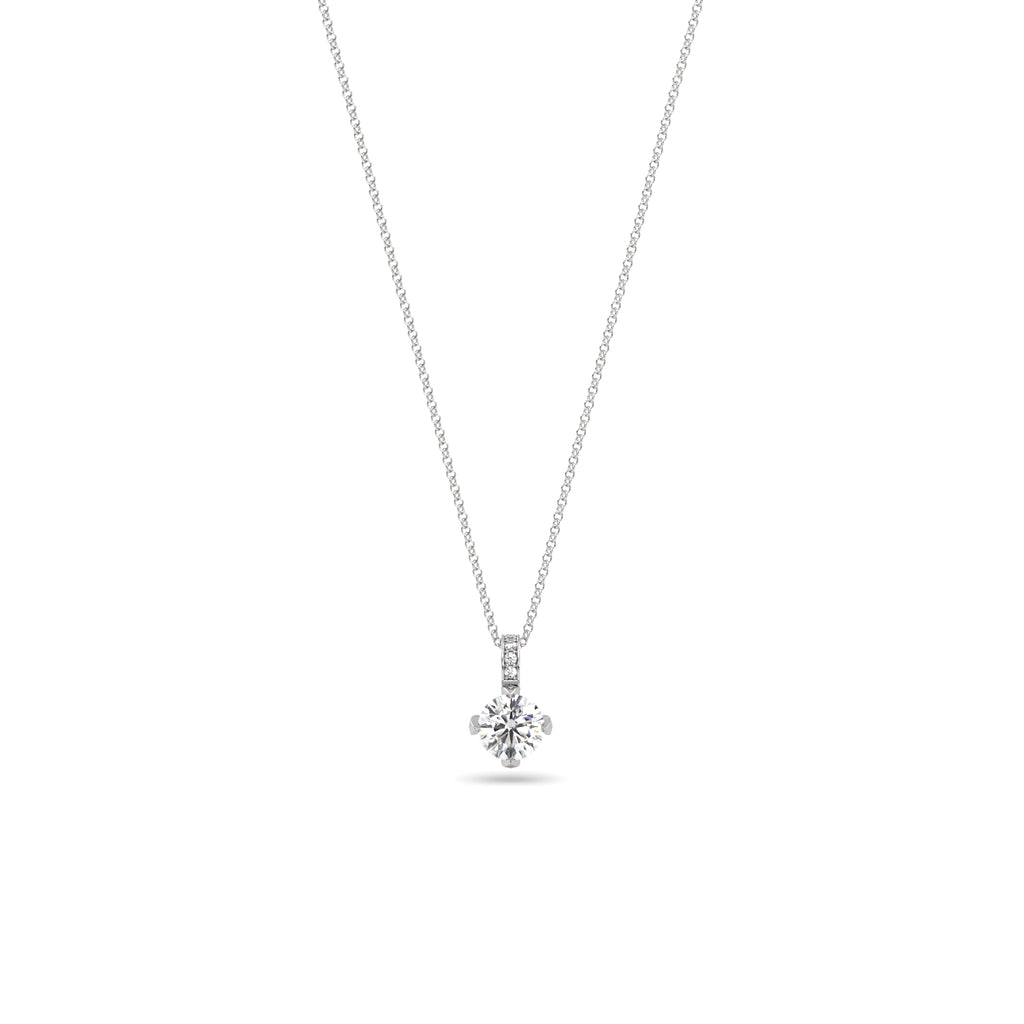 1 Carat Diamond Pendant Necklace in 18k White Gold