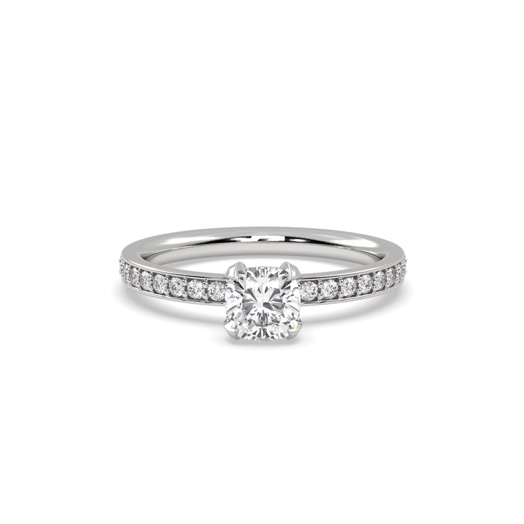0.50 Carat Cushion Diamond Solitaire Engagement Ring in Platinum