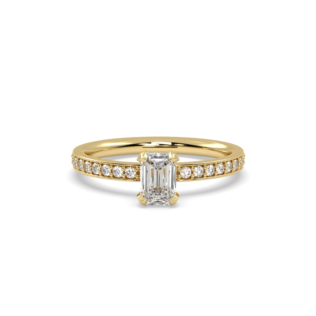 0.50 Carat Emerald Cut Diamond Solitaire Engagement Ring in 18k Yellow Gold
