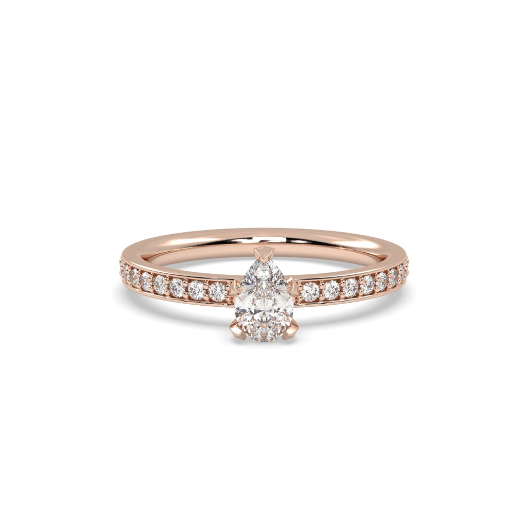 0.50ct Pear Shape Diamond Solitaire Engagement Ring in 18k Rose Gold