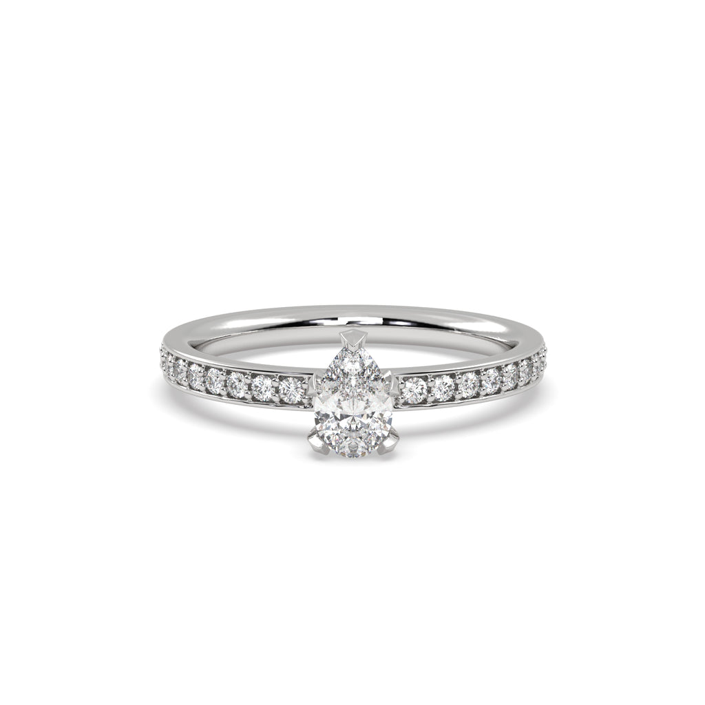 0.50ct Pear Shape Diamond Solitaire Engagement Ring in 18k White Gold