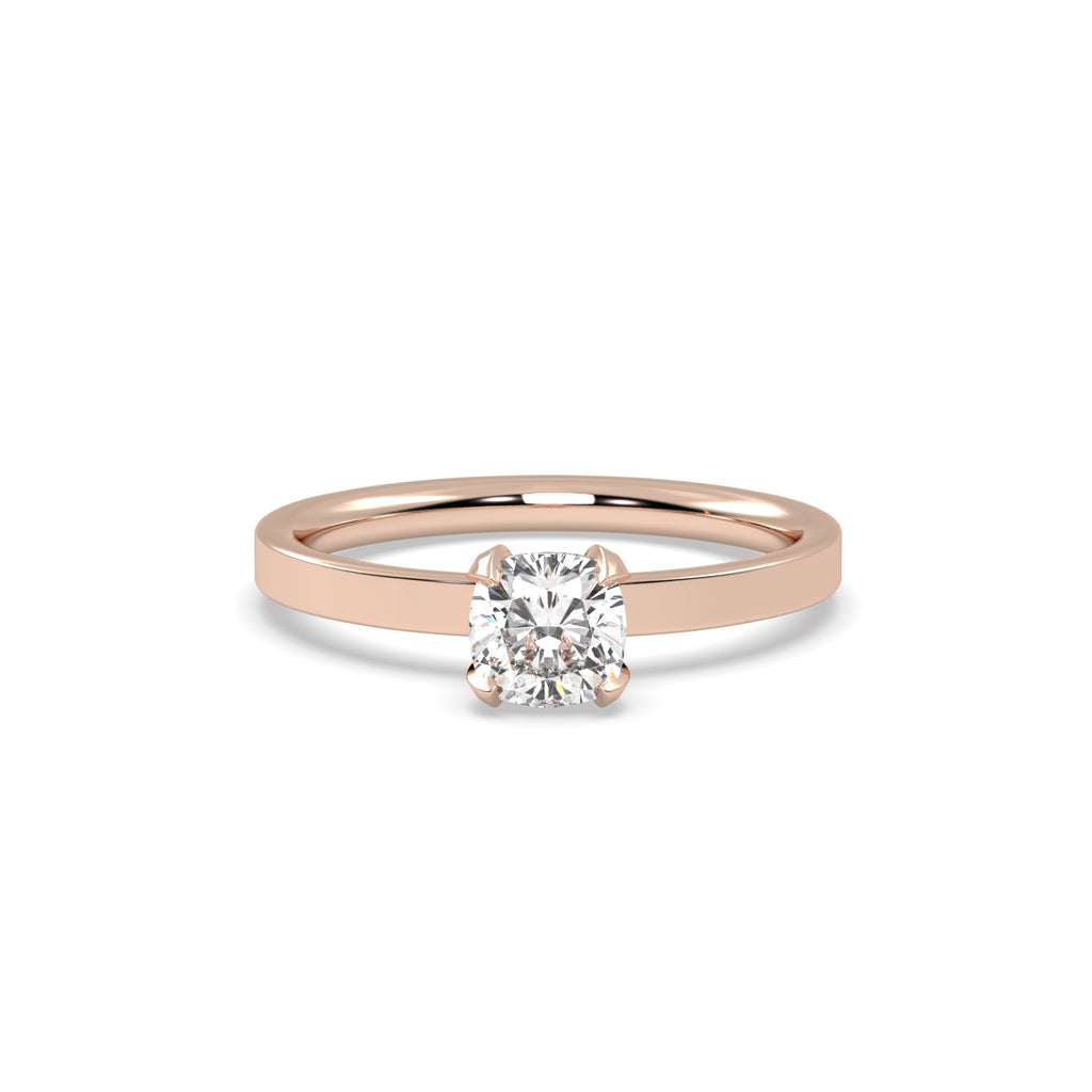 0.50 Carat Cushion Diamond Engagement Ring in 18k Rose Gold