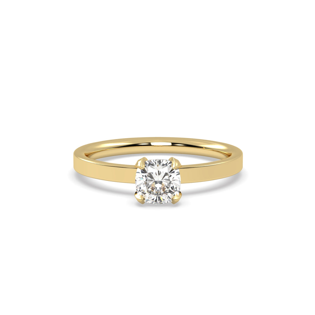 0.50 Carat Cushion Diamond Engagement Ring in 18k Yellow Gold