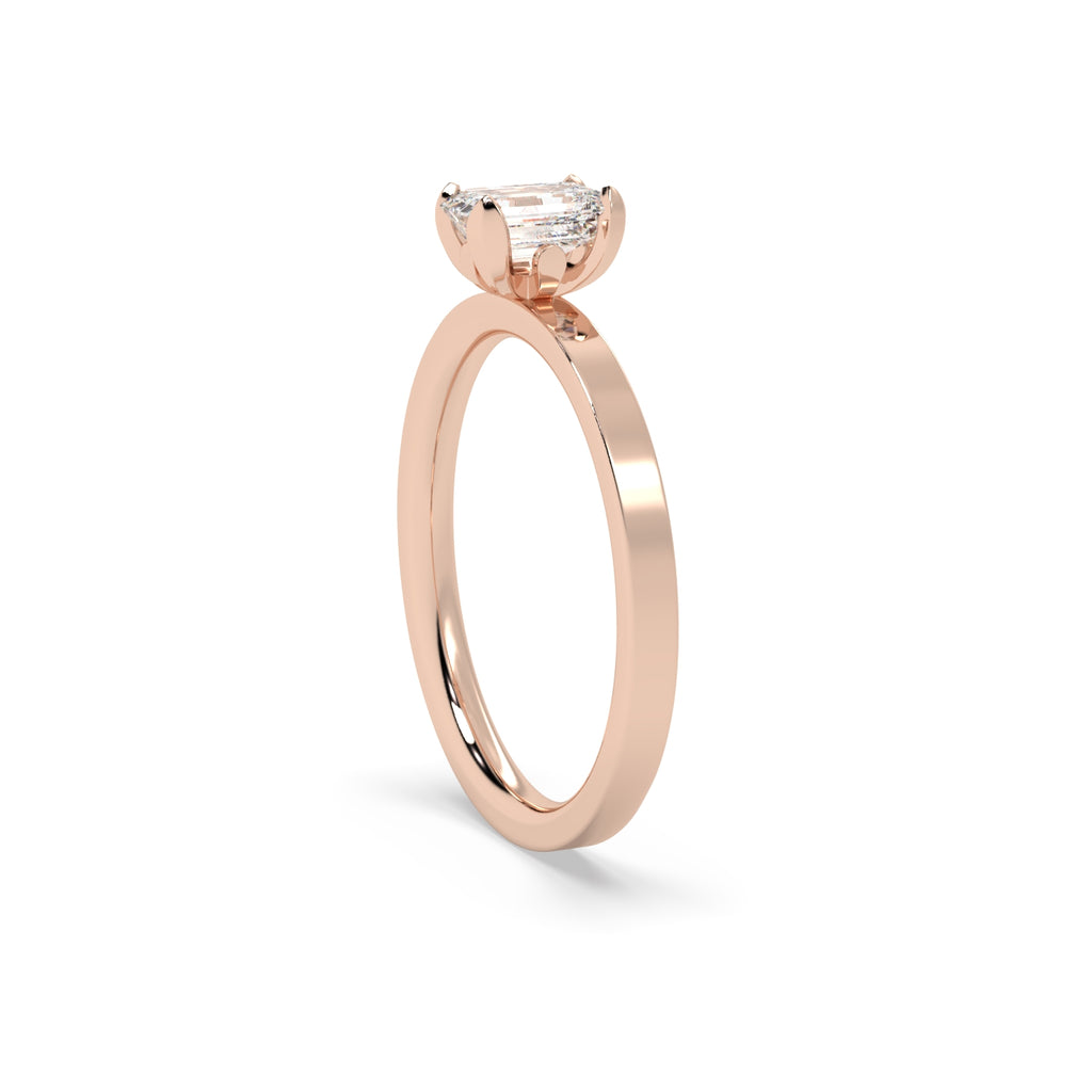 0.50 Carat Emerald Cut Diamond Engagement Ring in 18k Rose Gold