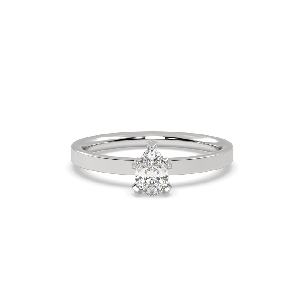 0.50ct Pear Shape Diamond Engagement Ring in 18k White Gold