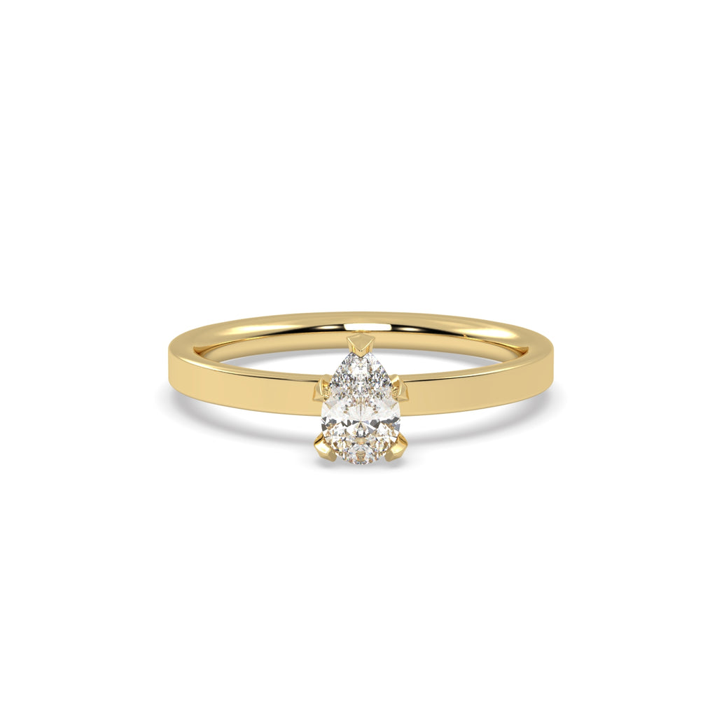 0.50ct Pear Shape Diamond Engagement Ring in 18k Yellow Gold