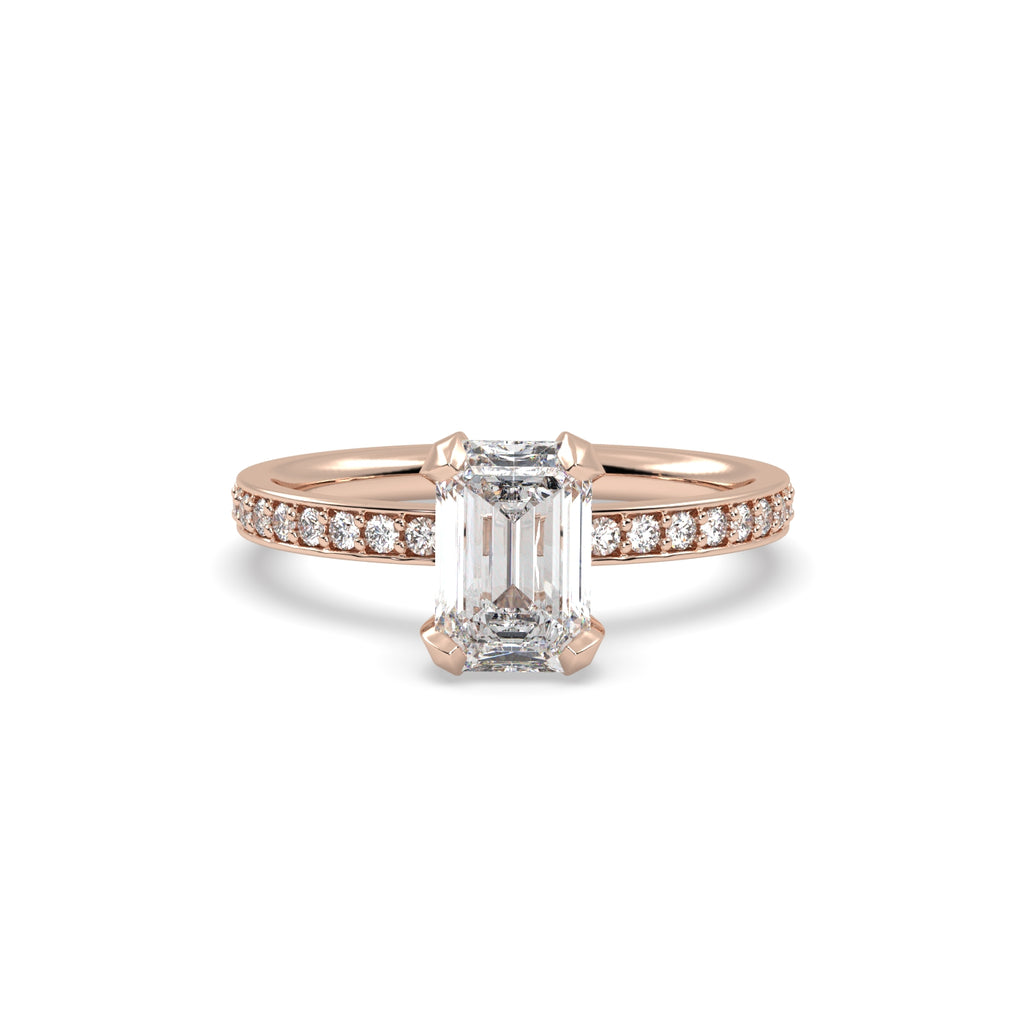 1.50ct Emerald Cut Diamond Solitaire Engagement Ring in 18k Rose Gold