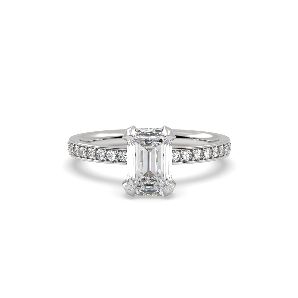 1.50ct Emerald Cut Diamond Solitaire Engagement Ring in 18k White Gold