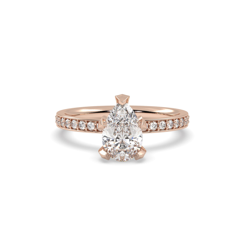 1.50ct Pear Shape Diamond Solitaire Engagement Ring in 18k Rose Gold