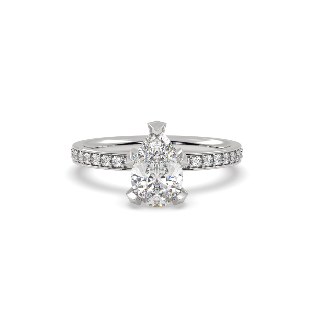 1.50ct Pear Shape Diamond Solitaire Engagement Ring in 18k White Gold