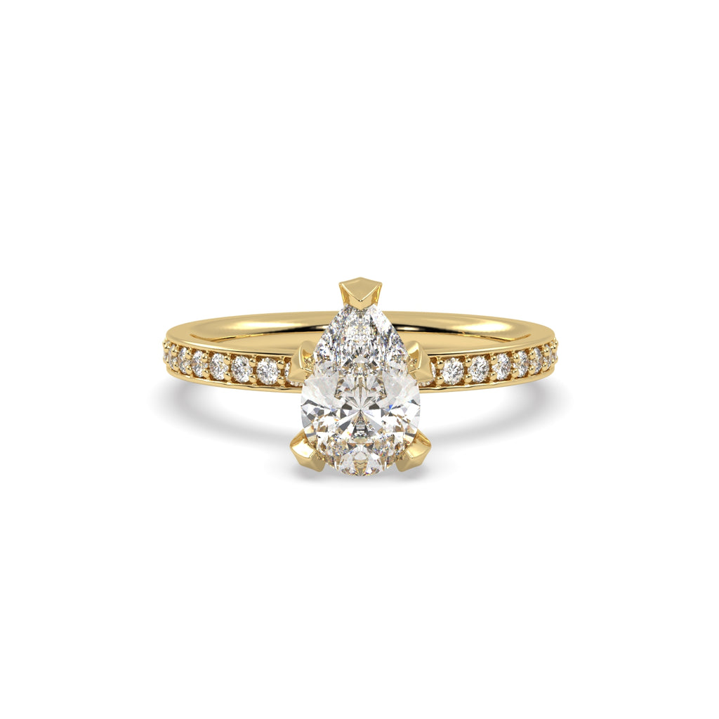 1.50ct Pear Shape Diamond Solitaire Engagement Ring in 18k Yellow Gold