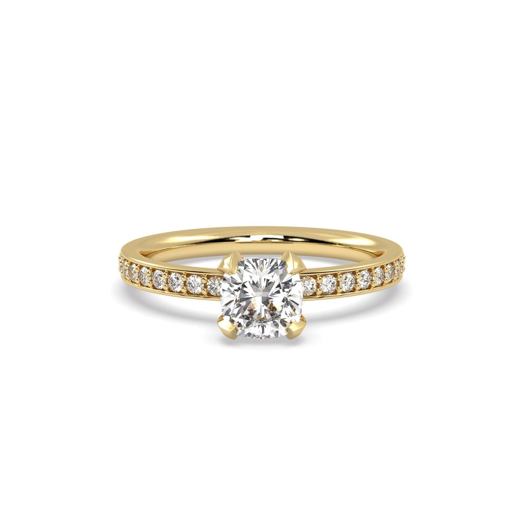 1ct Cushion Diamond Solitaire Engagement Ring in 18k Yellow Gold