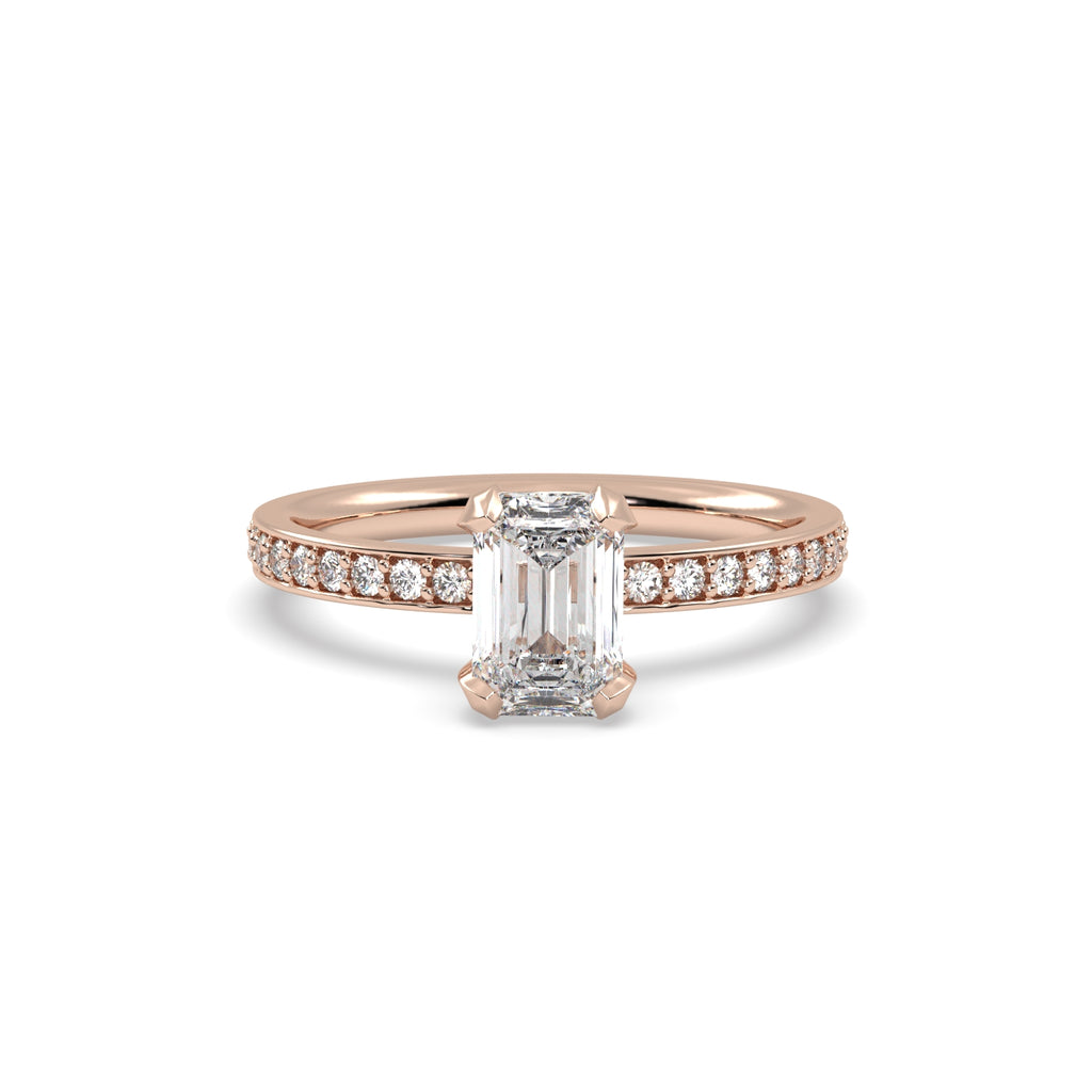 1ct Emerald Cut Diamond Solitaire Engagement Ring in 18k Rose Gold