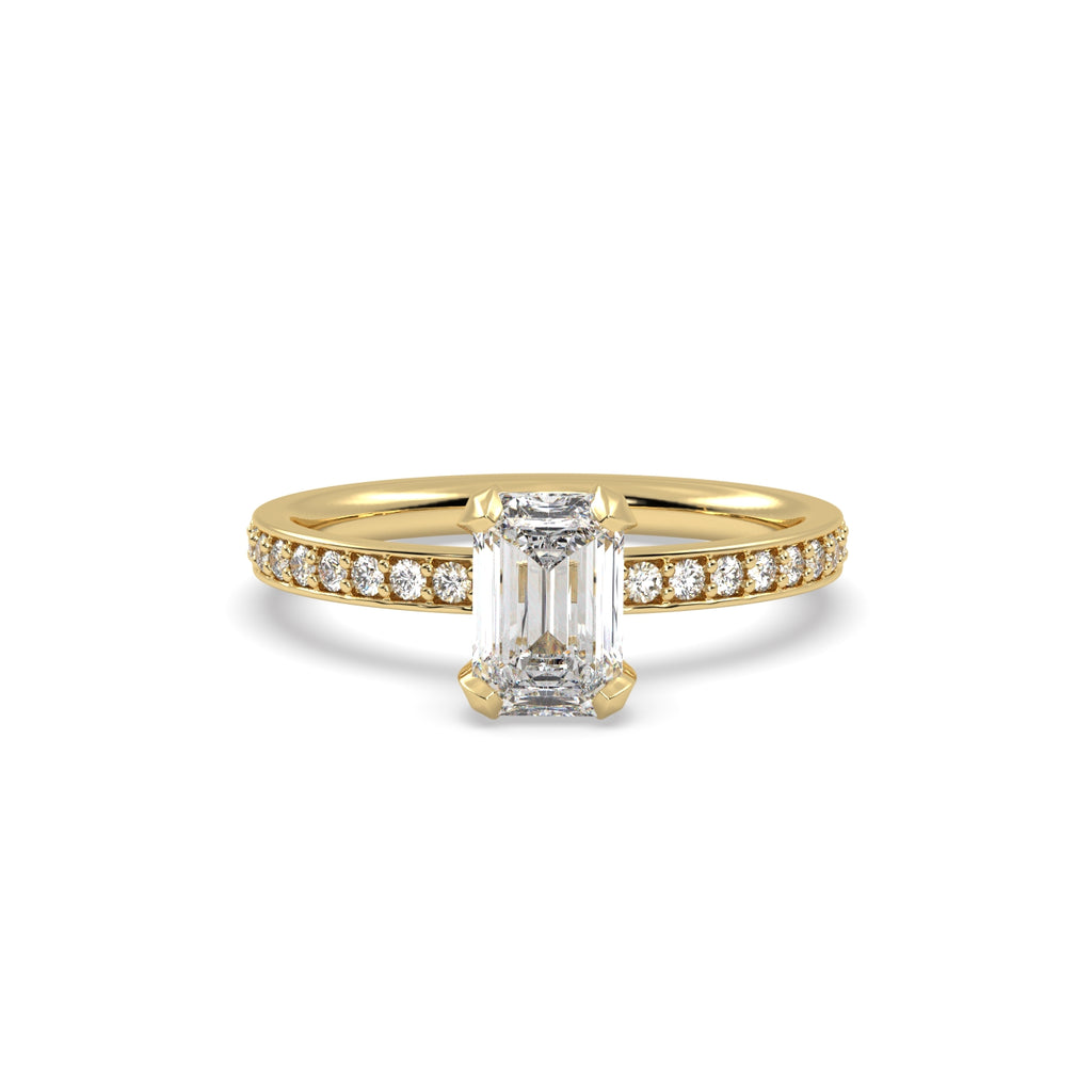 1ct Emerald Cut Diamond Solitaire Engagement Ring in 18k Yellow Gold