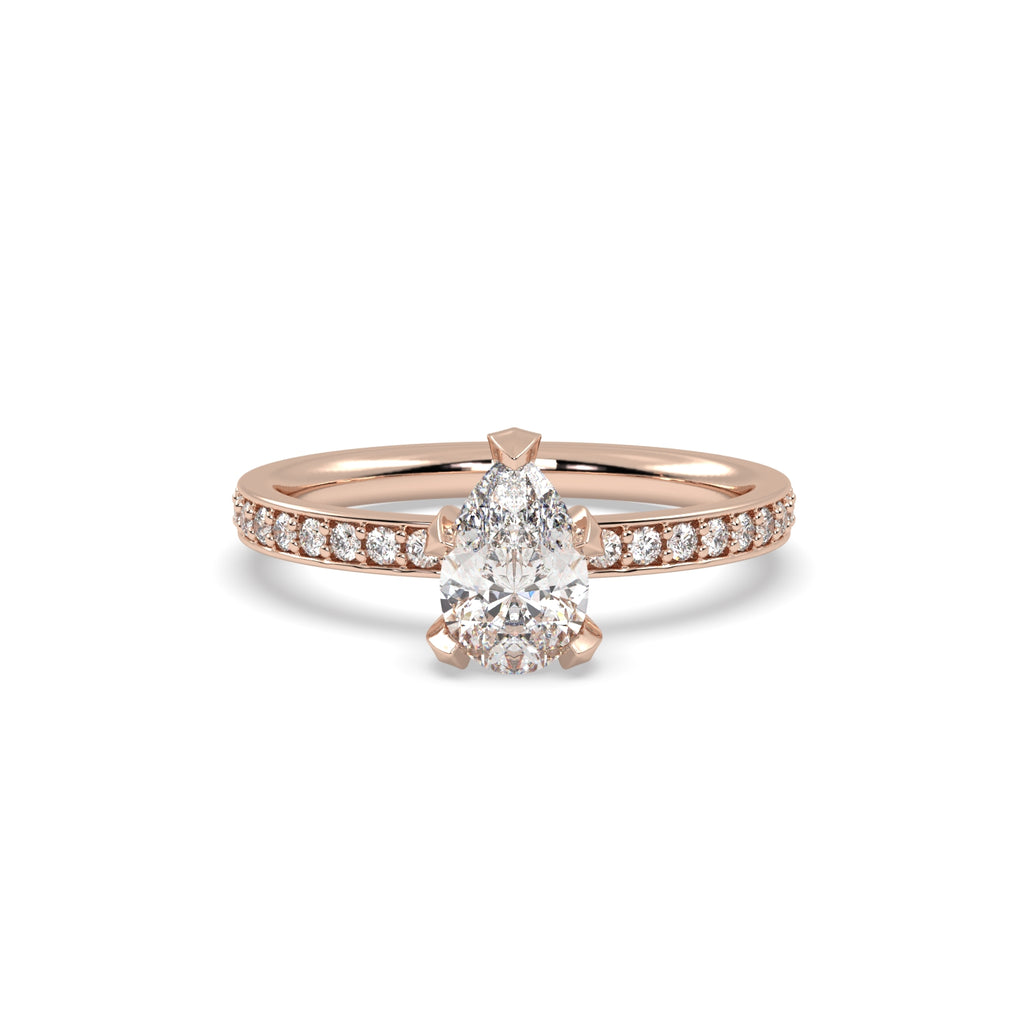 1ct Pear Shape Diamond Solitaire Engagement Ring in 18k Rose Gold