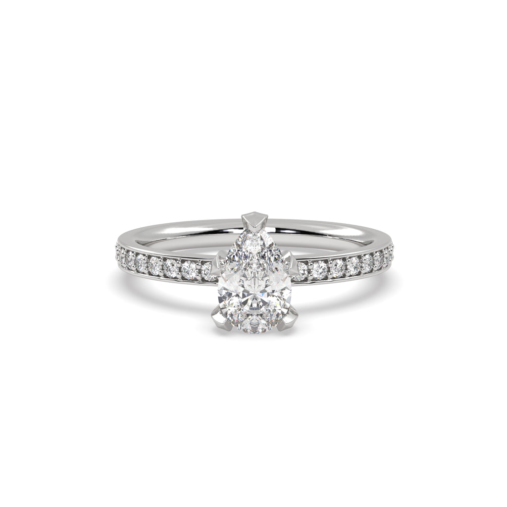 1ct Pear Shape Diamond Solitaire Engagement Ring in Platinum