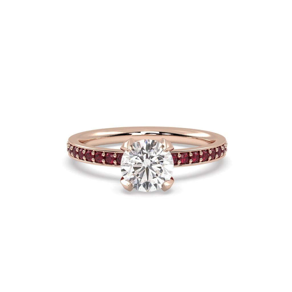 Diamond and Ruby Engagement Ring in 18k Rose Gold