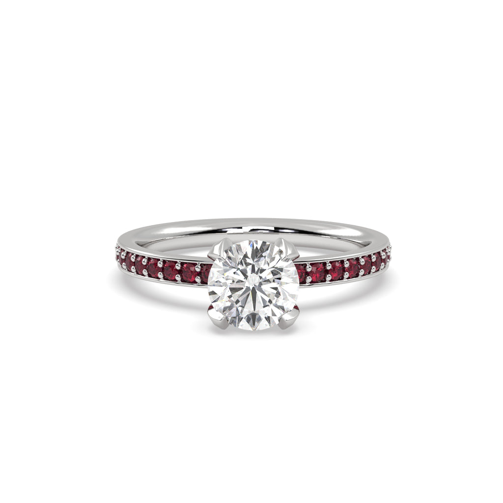 Diamond and Ruby Engagement Ring in Platinum