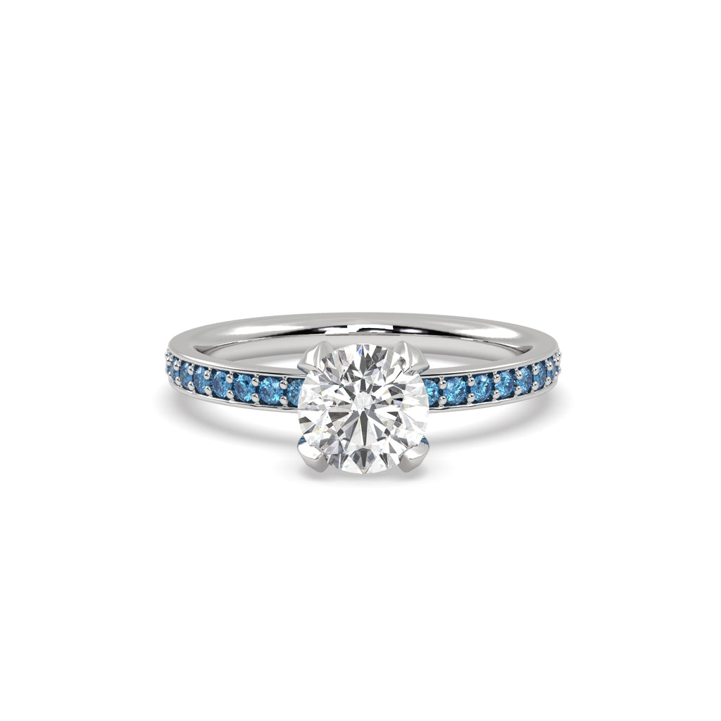 Diamond and Sapphire Pave Engagement Ring in Platinum