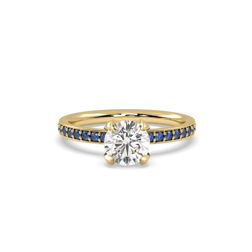 Diamond and Sapphire Engagement Ring in 18k Yellow Gold