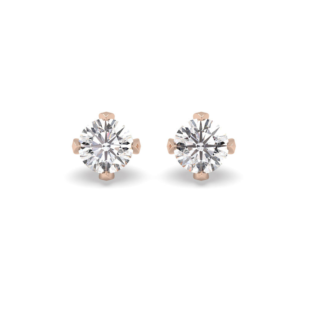 2 Carat Diamond Stud Earrings in 18k Rose Gold