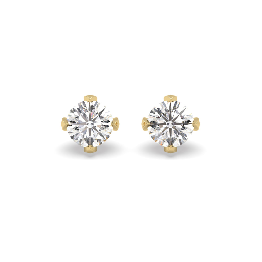 2 Carat Diamond Stud Earrings in 18k Yellow Gold