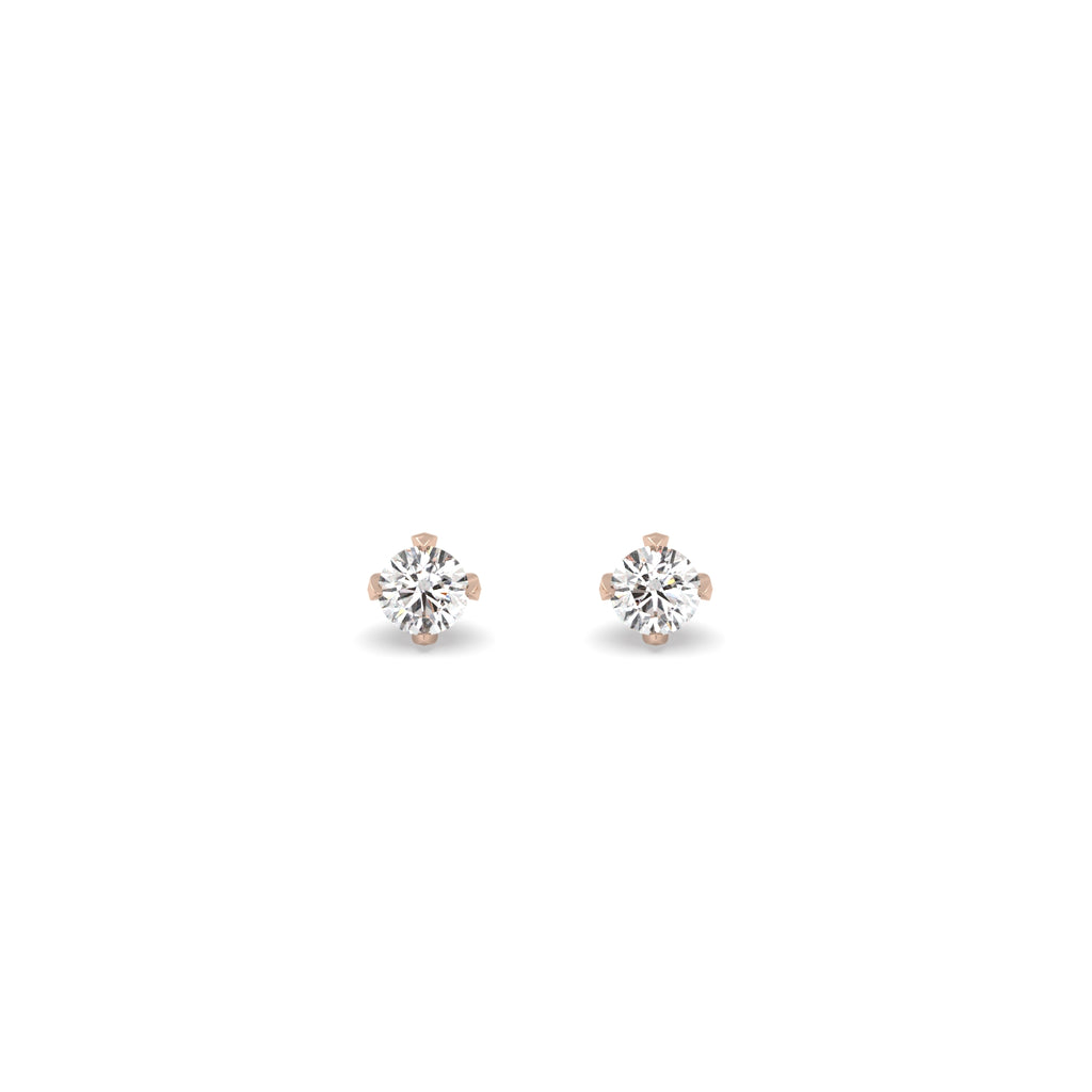 3mm Diamond Stud Earrings in 18k Rose Gold