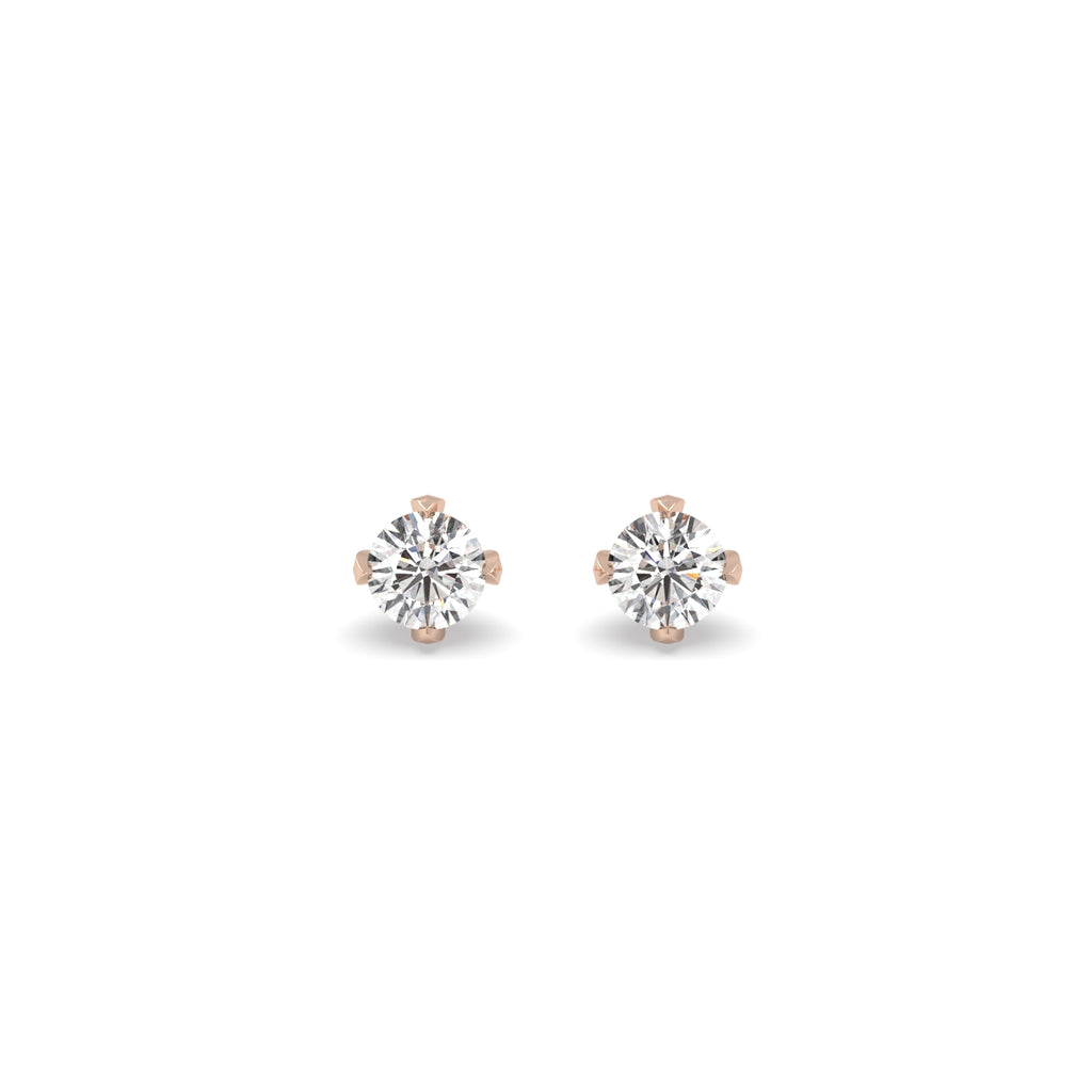 4mm Diamond Stud Earrings in 18k Rose Gold