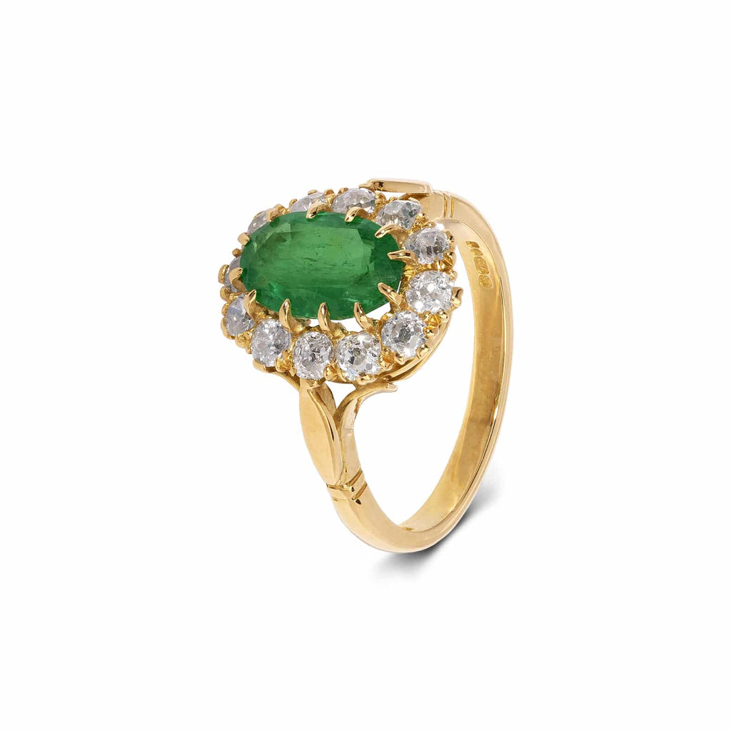 Engagement Ring: Oval Emerald Halo Ring in 18k Yellow Gold