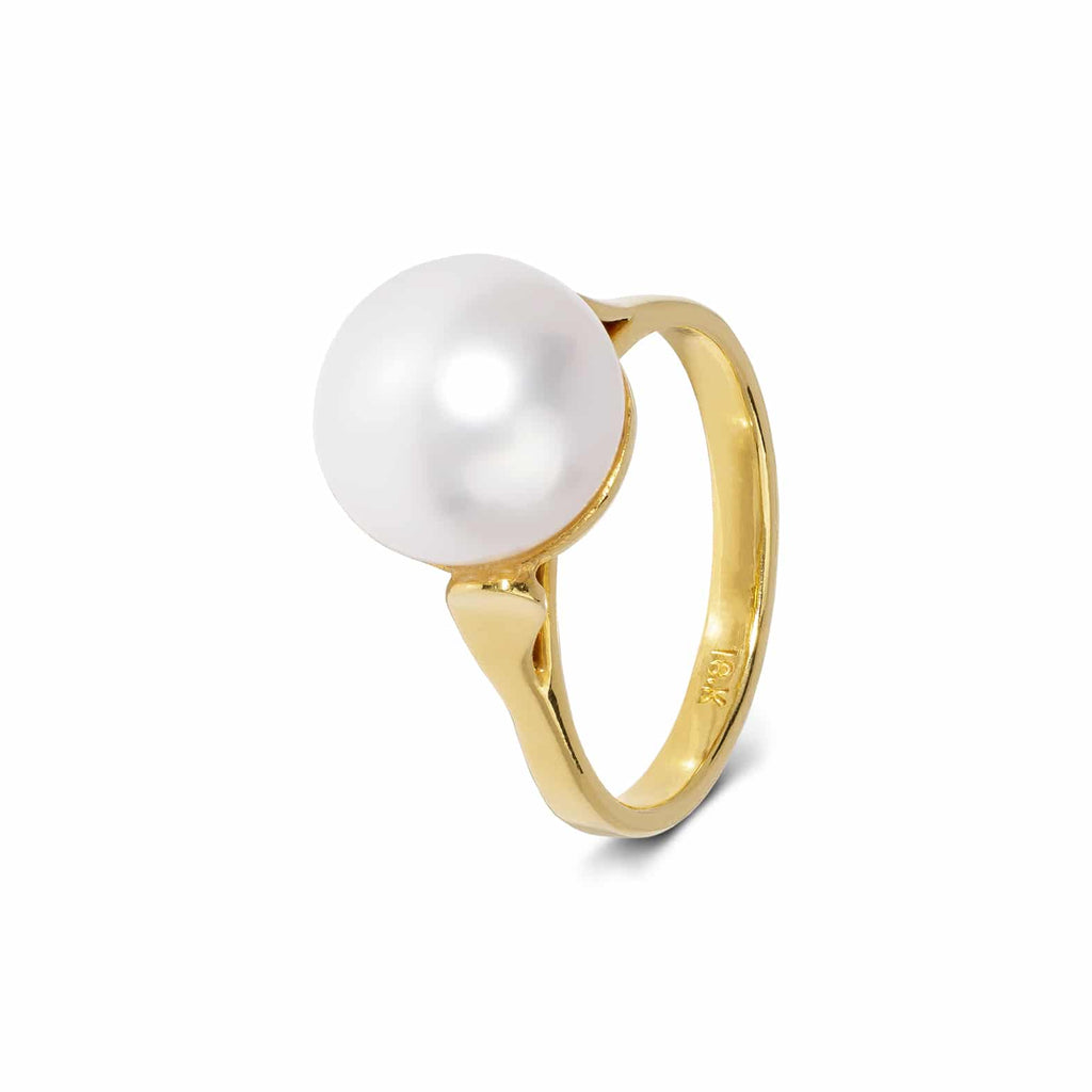 Engagement Ring: Pearl Ring in 18k Yellow Gold