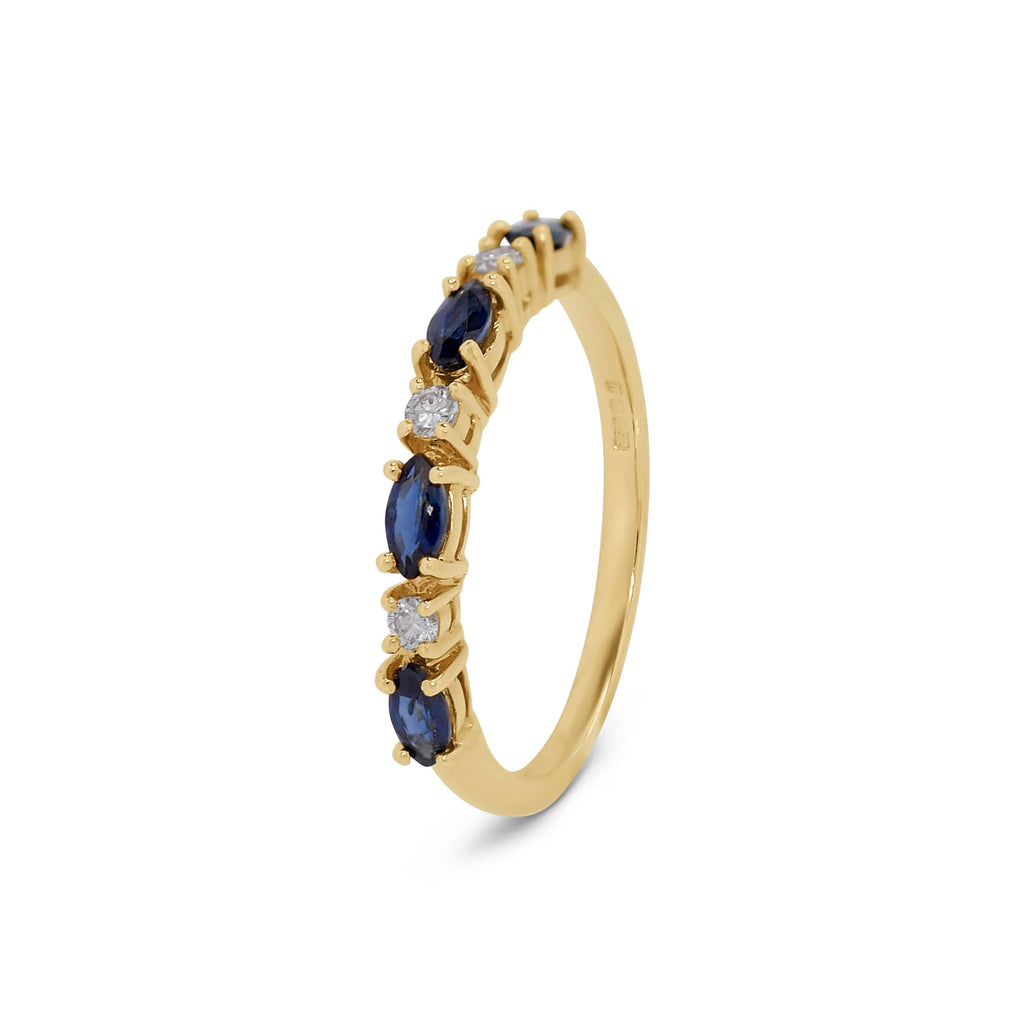 Stacking Ring: Sapphire and Diamond Band in 18k Yellow Gold