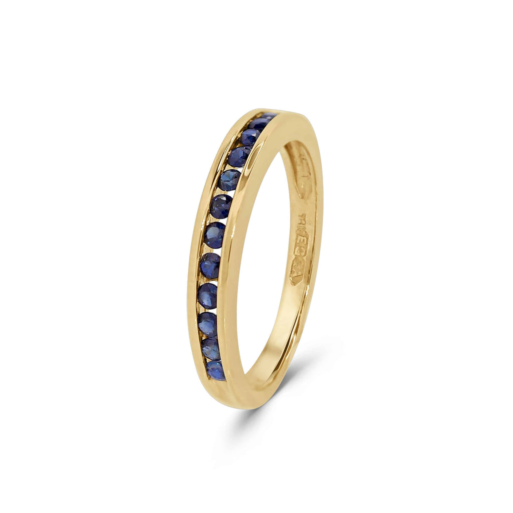 Stacking Ring: Sapphire Half Eternity Band in 18k Yellow Gold