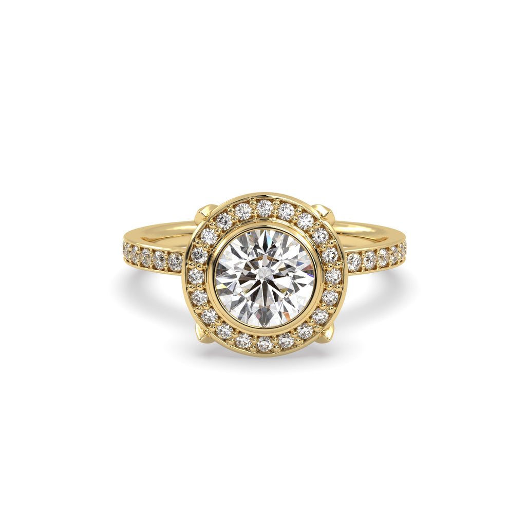 Round Halo Engagement Ring in 18k Yellow Gold