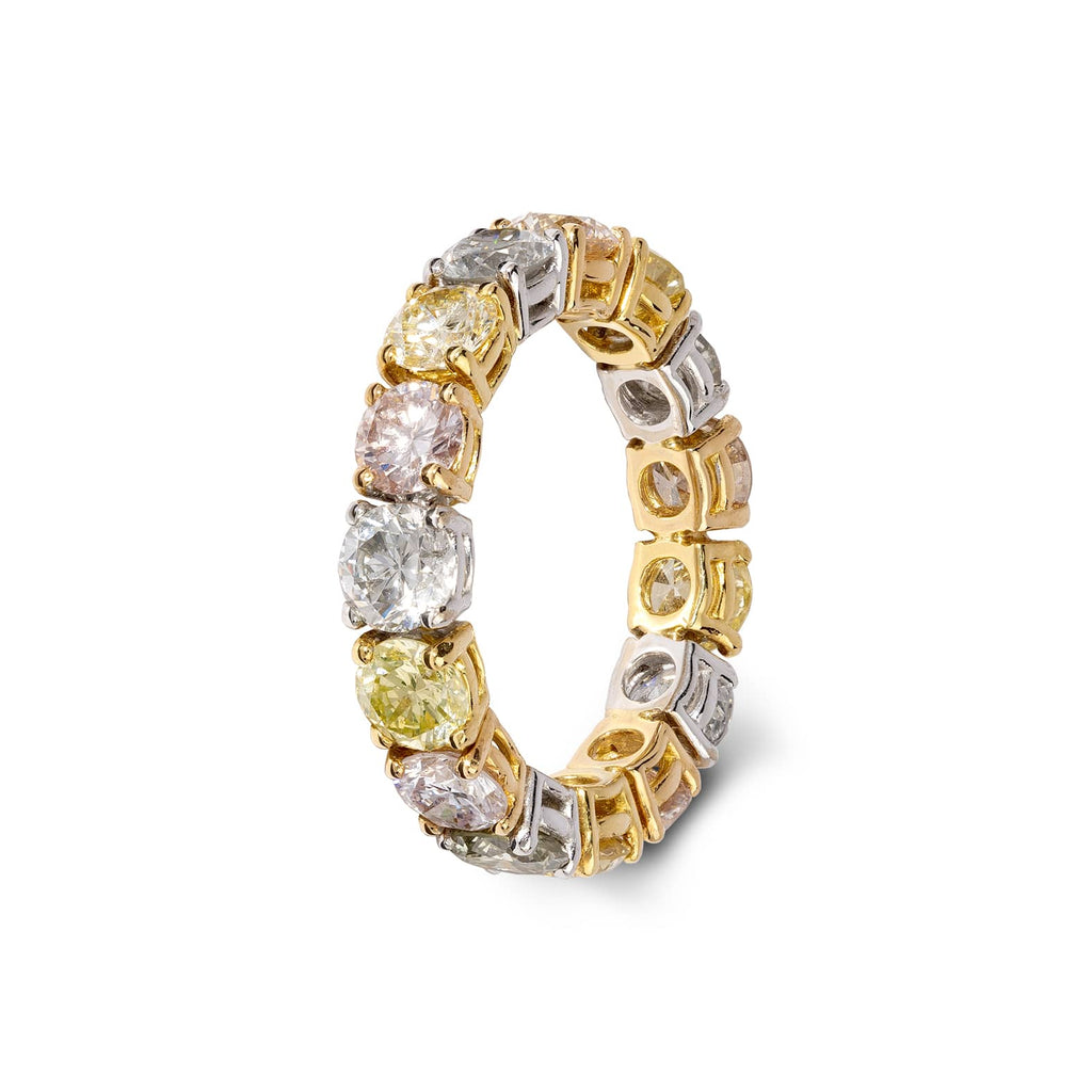 Eternity Ring: Multicoloured Natural Diamonds in an 18k Gold Band