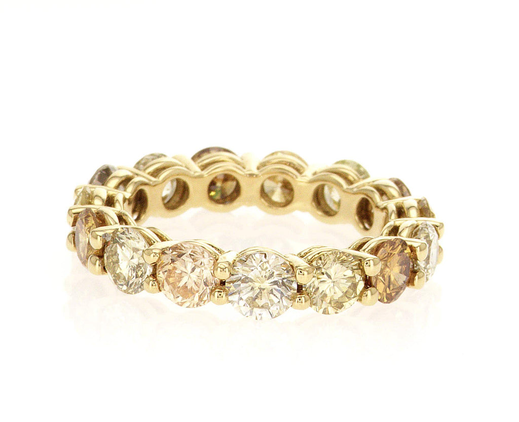 Eternity Ring: Striking Multicolour Diamond Band in 18k Yellow Gold