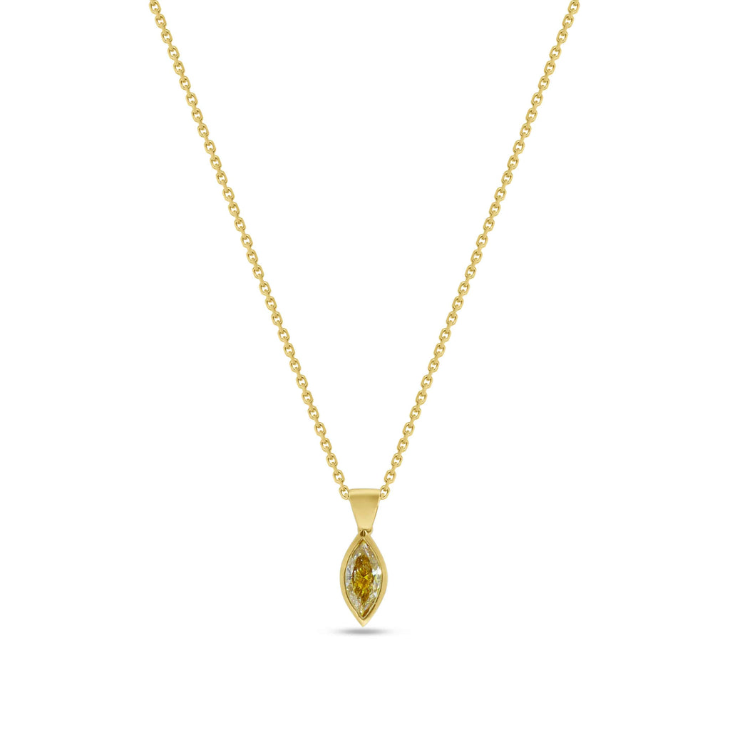 Diamond Pendant Necklace: Yellow Diamond Solitaire Pendant in 18k Yellow Gold