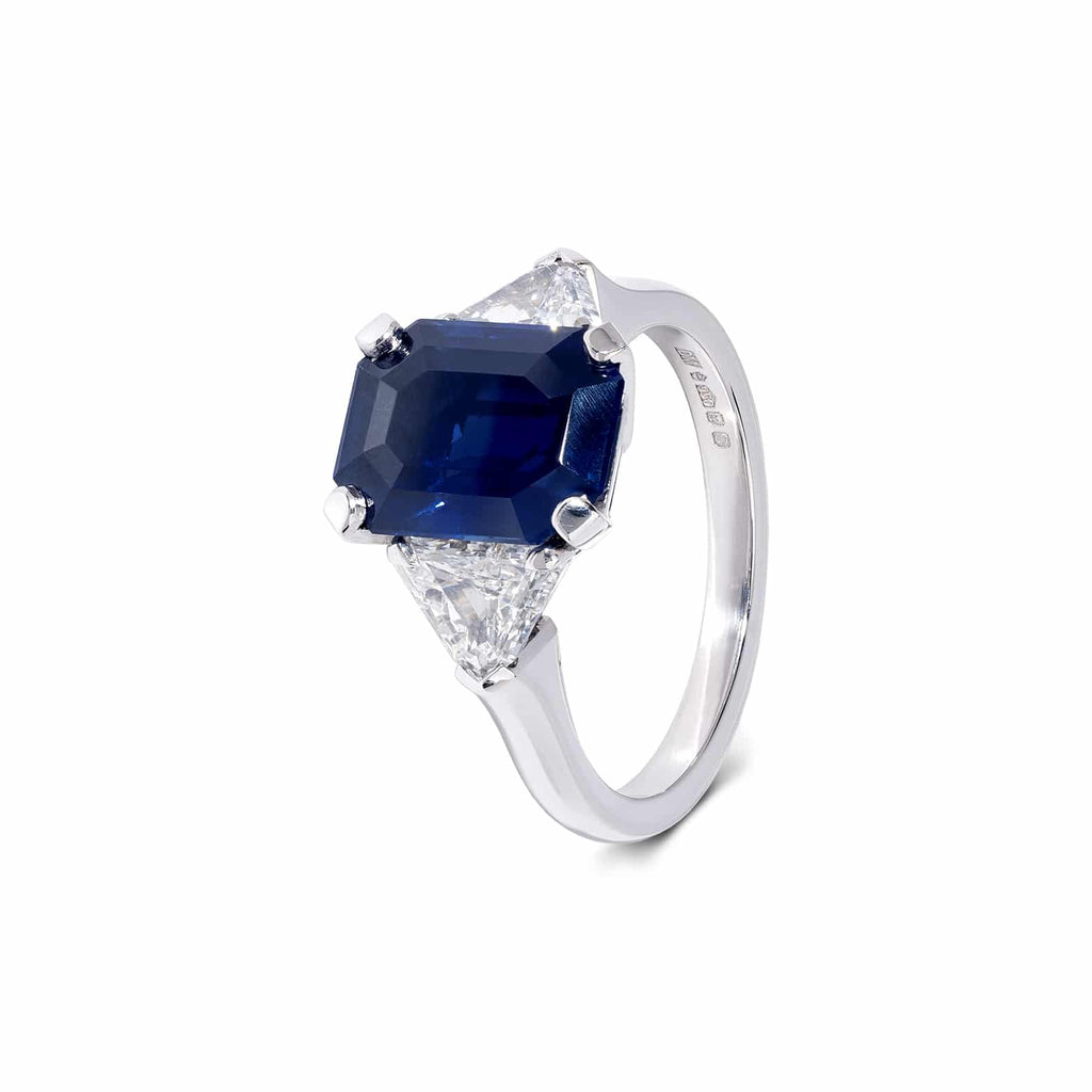 Engagement Ring: Sapphire Three Stone Ring in Platinum