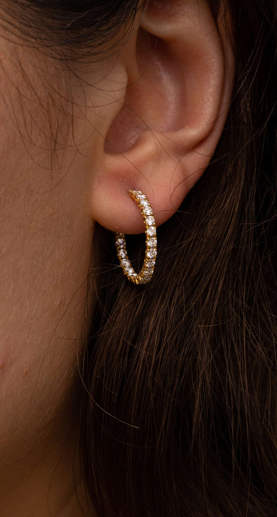 Gold Hoop Earrings: Diamond Inside-Out Hoops in 18k Yellow Gold