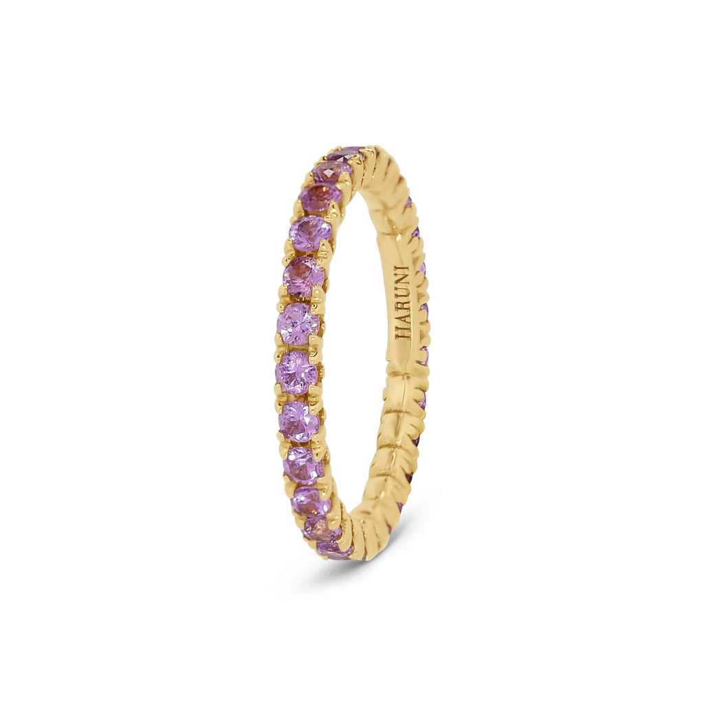 Eternity Ring: Lavender Sapphire Eternity Band in 18k Yellow Gold