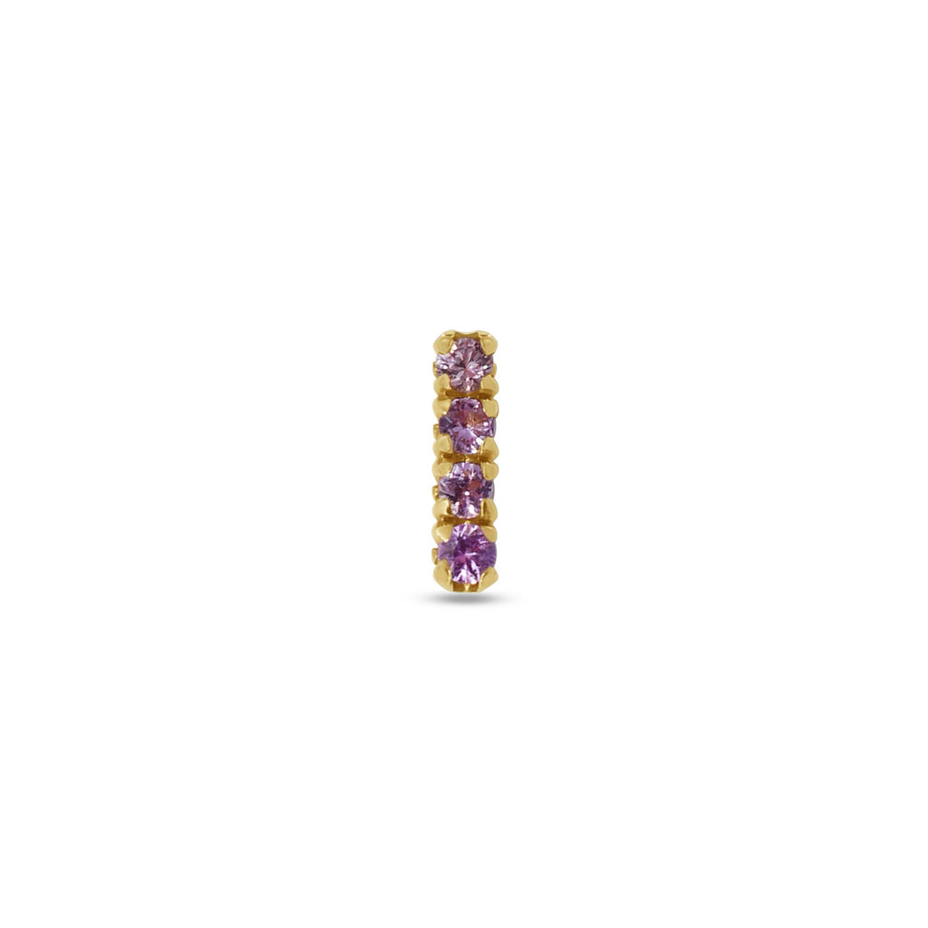 Stud Earring: Pink Sapphire Single Bar Stud in 18k Yellow Gold