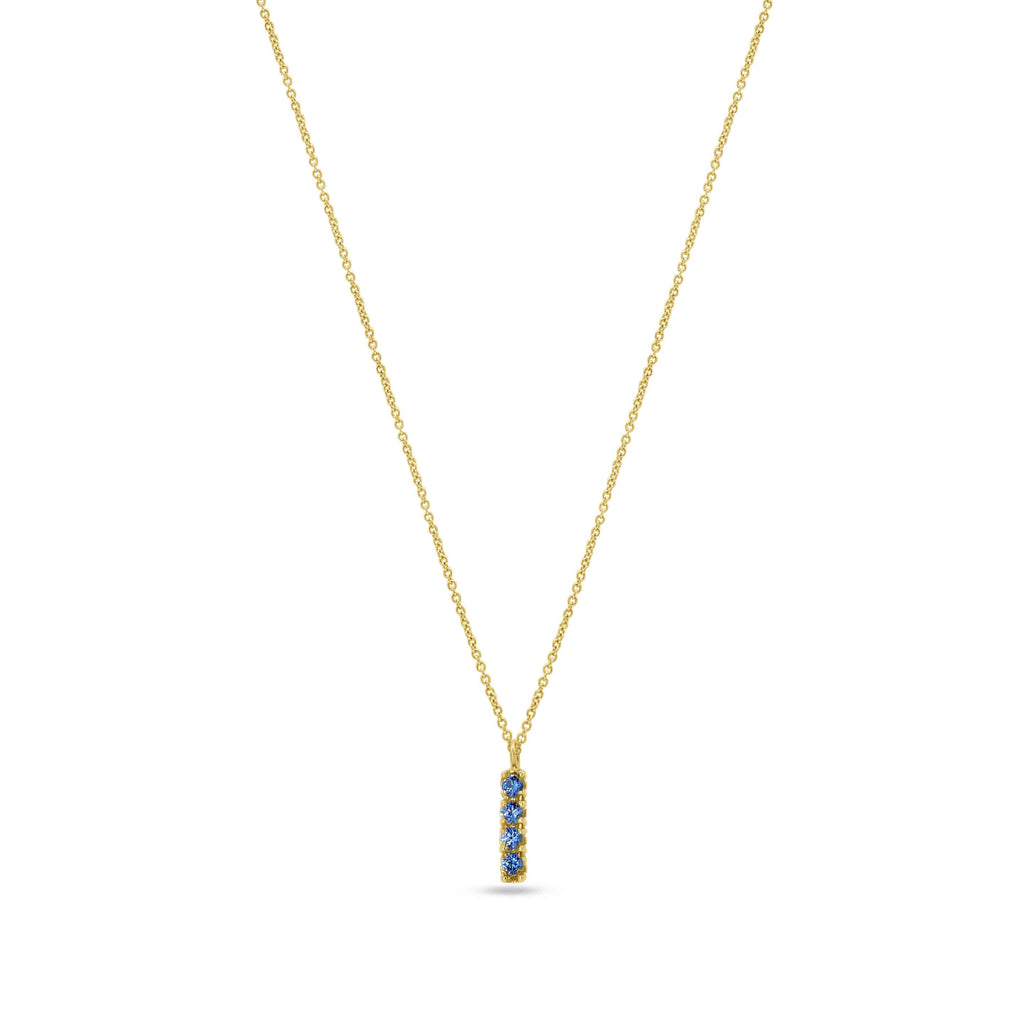 Pendant Necklace: Sapphire Short Bar Pendant in 18k Yellow Gold