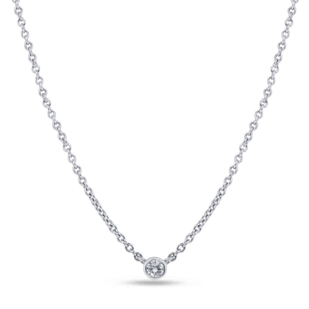 Pendant Necklace: Solitiare Diamond Necklace in 18k White Gold