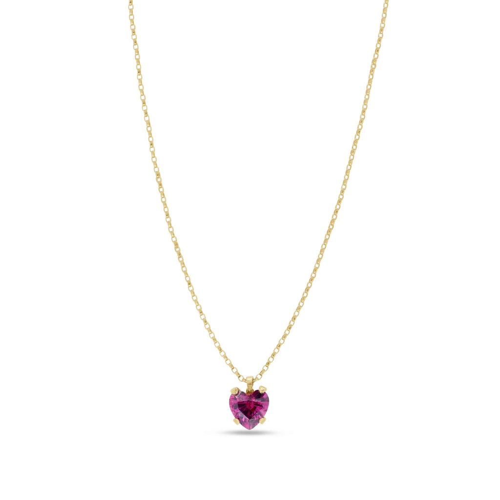 Pendant Necklace: Purple Sapphire Solitaire Pendant in 18k Yellow Gold