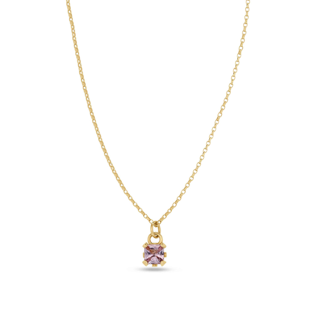 Pendant Necklace: Radiant Pink Sapphire Pendant in 18k Yellow Gold