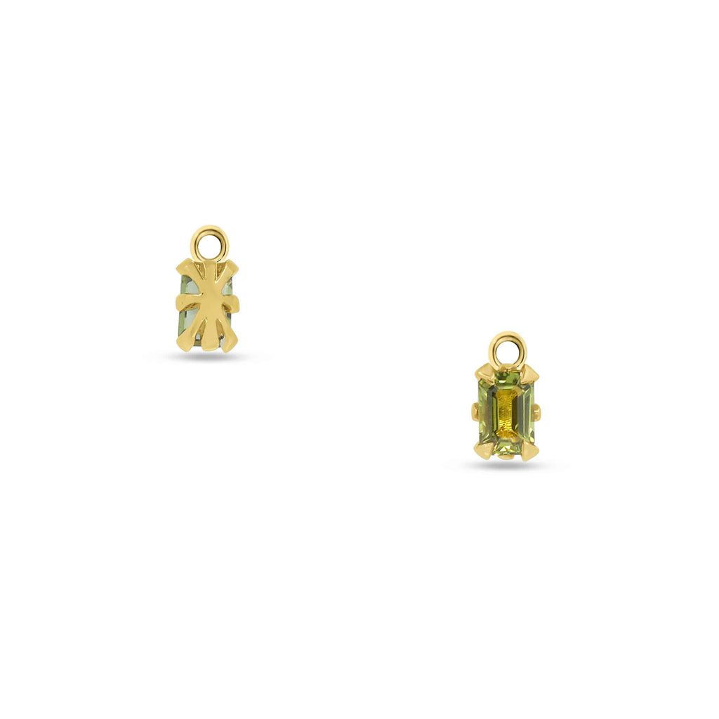 Jewellery Charms: Emerald Cut Green Sapphire Charms in 18k Yellow Gold
