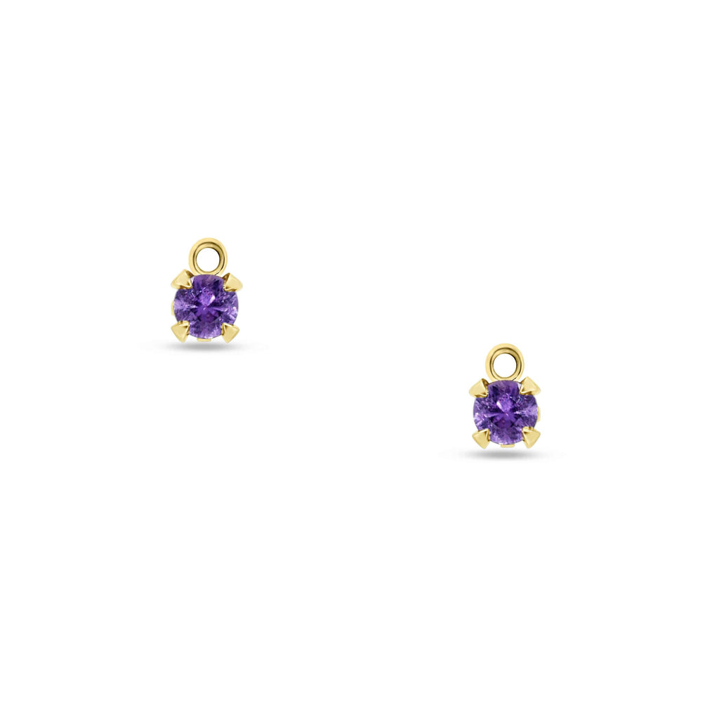 Jewellery Charms: Round Purple Sapphire Charms in 18k Yellow Gold