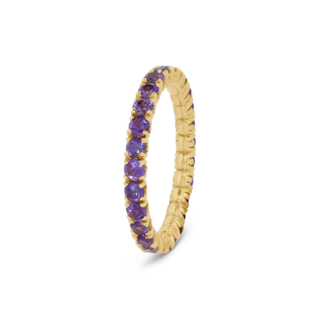 Eternity Ring: Violet Sapphire Eternity Band in 18k Yellow Gold