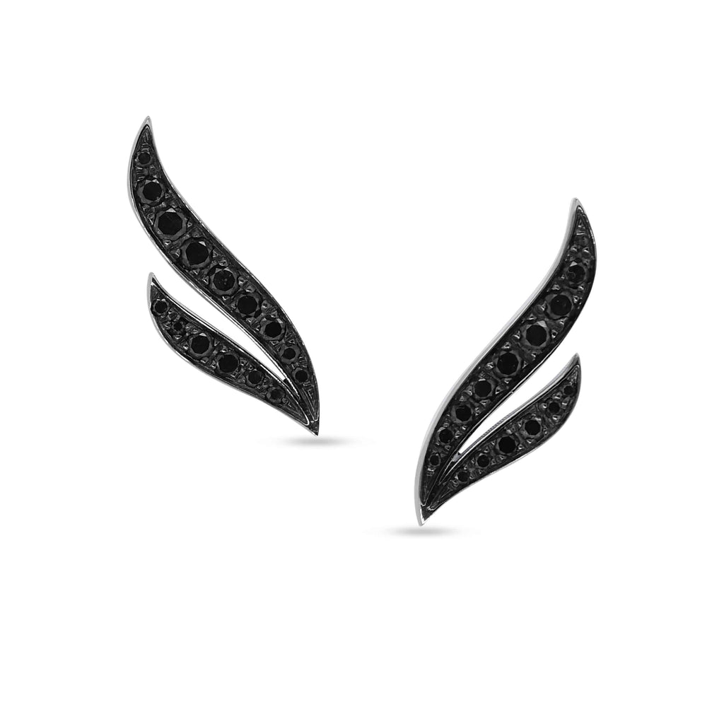 Stud Earrings: Black Diamond Wing Studs in 18k White Gold
