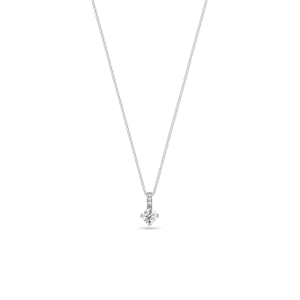 Half Carat Diamond Pendant Necklace in 18k White Gold