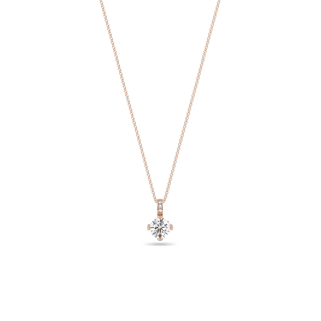 1 Carat Diamond Pendant Necklace in 18k Rose Gold